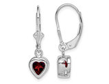 Natural Garnet Drop Heart Earrings 1.50 Carat (ctw) in Sterling Silver